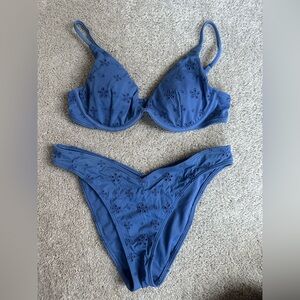 Hollister Swim Blue Floral Women's Bikini Set Size Small